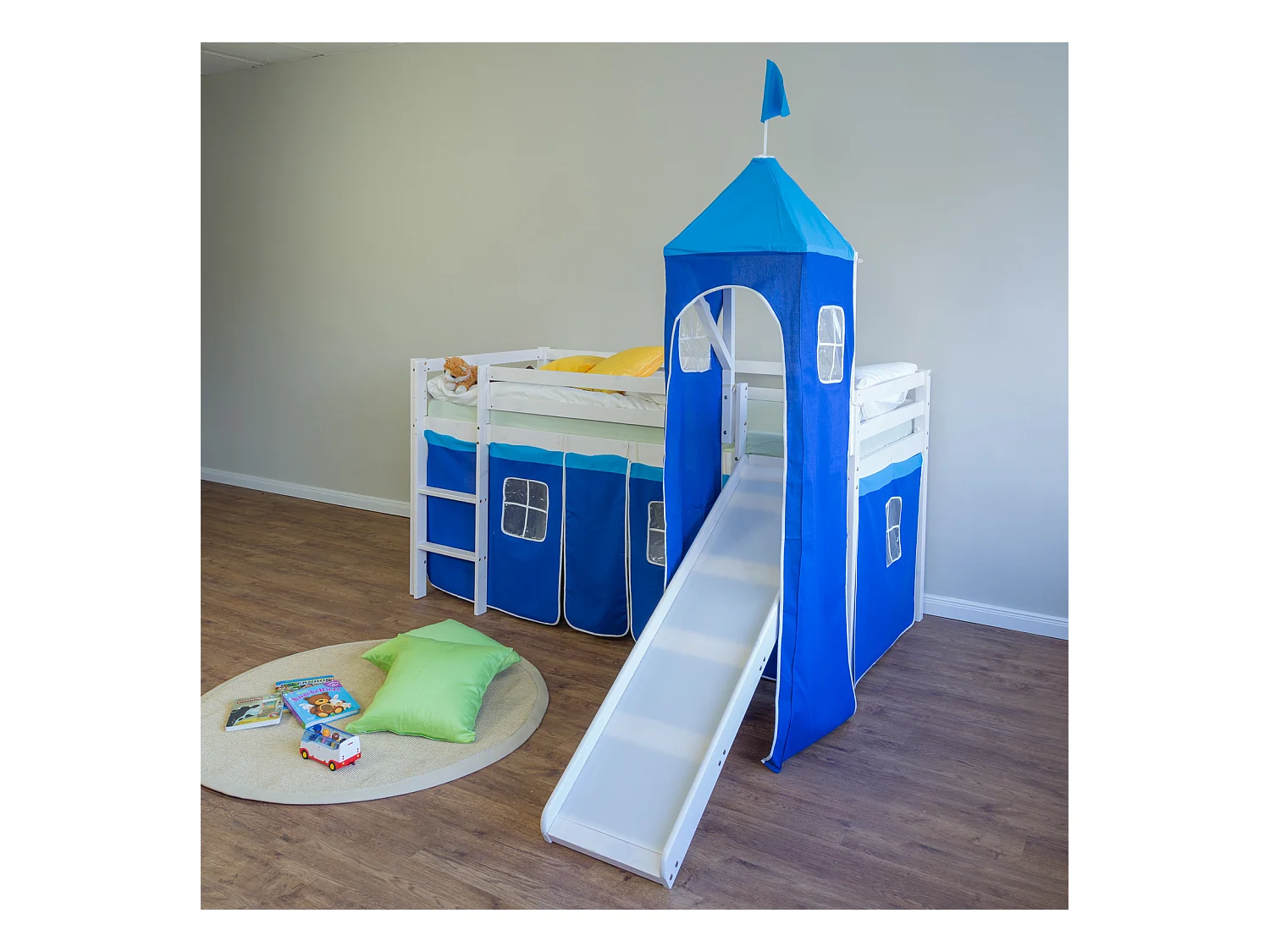 Lit mezzanine 90x200 cm bleu