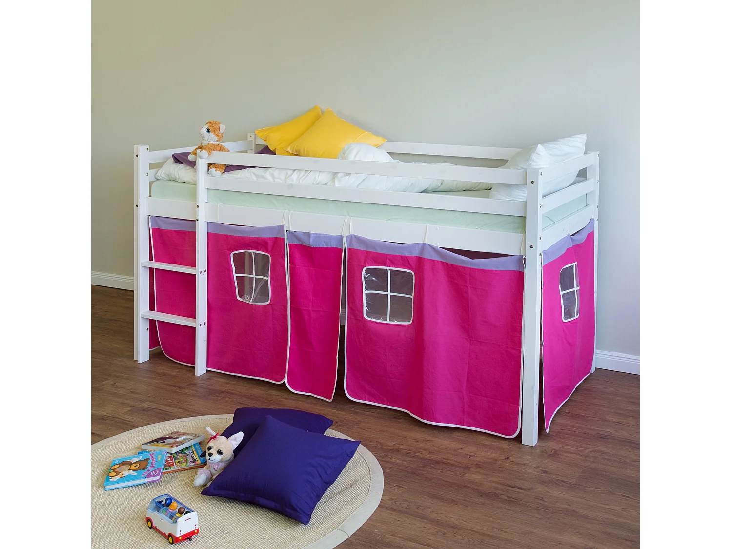Letto a soppalco 90x200 cm Rosa
