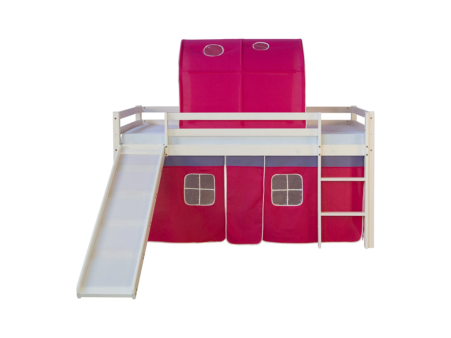 Hochbett 207,5x110x219,5 cm Weiß Pink