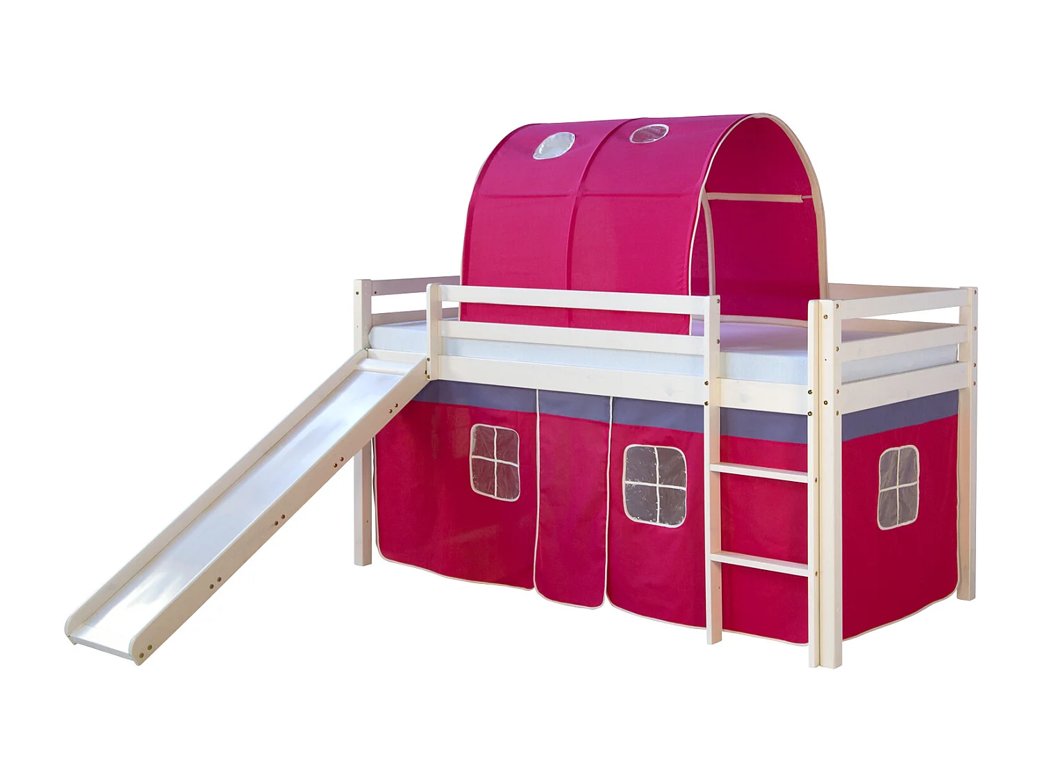 Hochbett 207,5x110x219,5 cm Weiß Pink