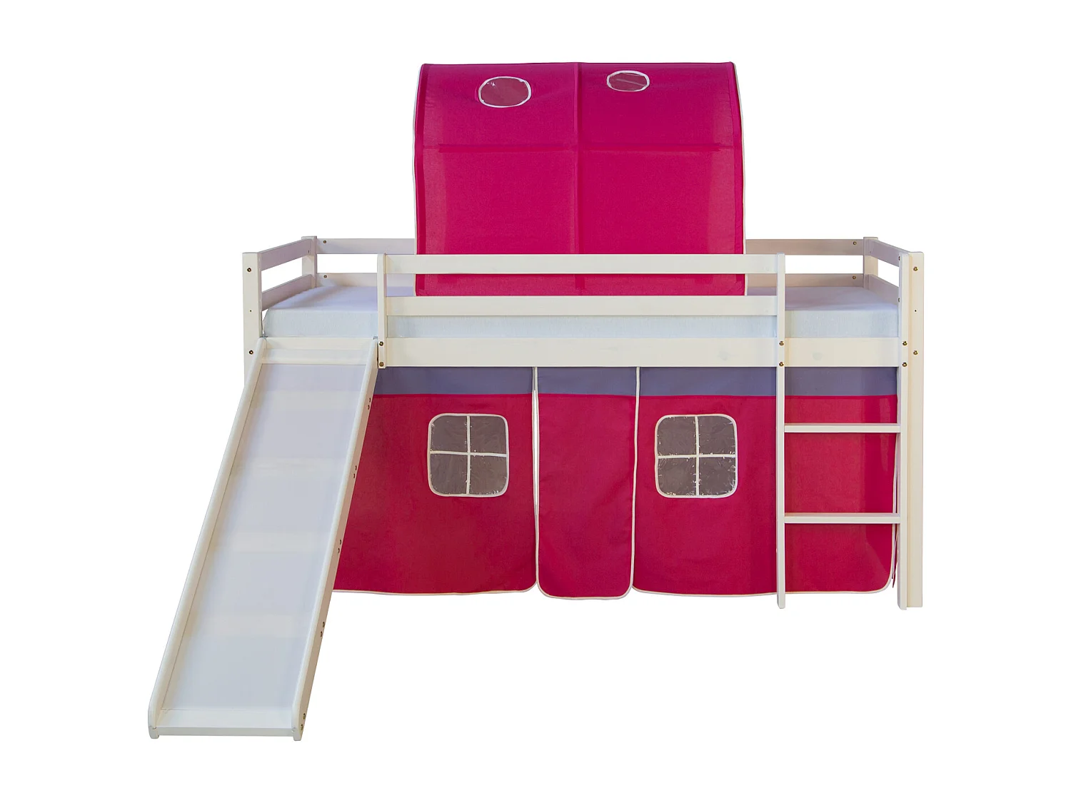 Hochbett 207,5x110x219,5 cm Weiß Pink