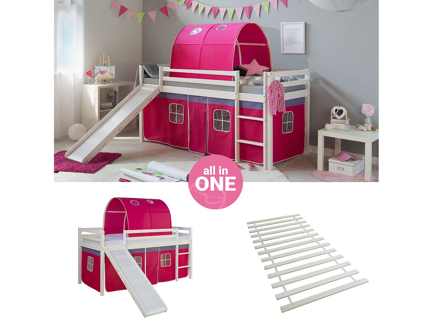 Loftseng, Home, 207,5x161,5x219,5 cm, Pink