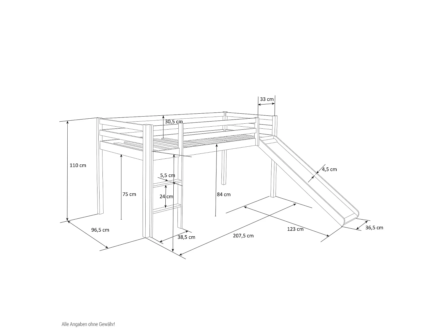 Loftseng, Home, 207,5x161,5x219,5 cm, Pink