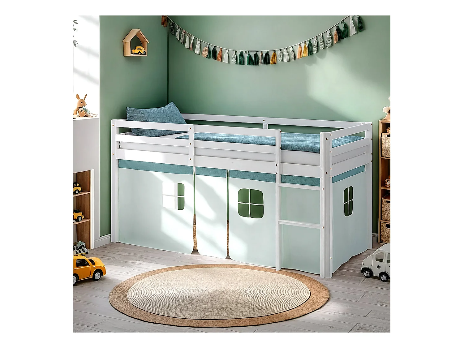 Hochbett 90x200 cm Grün