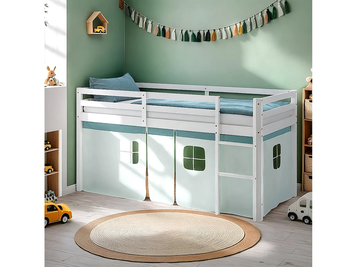 Hochbett 90x200 cm Grün