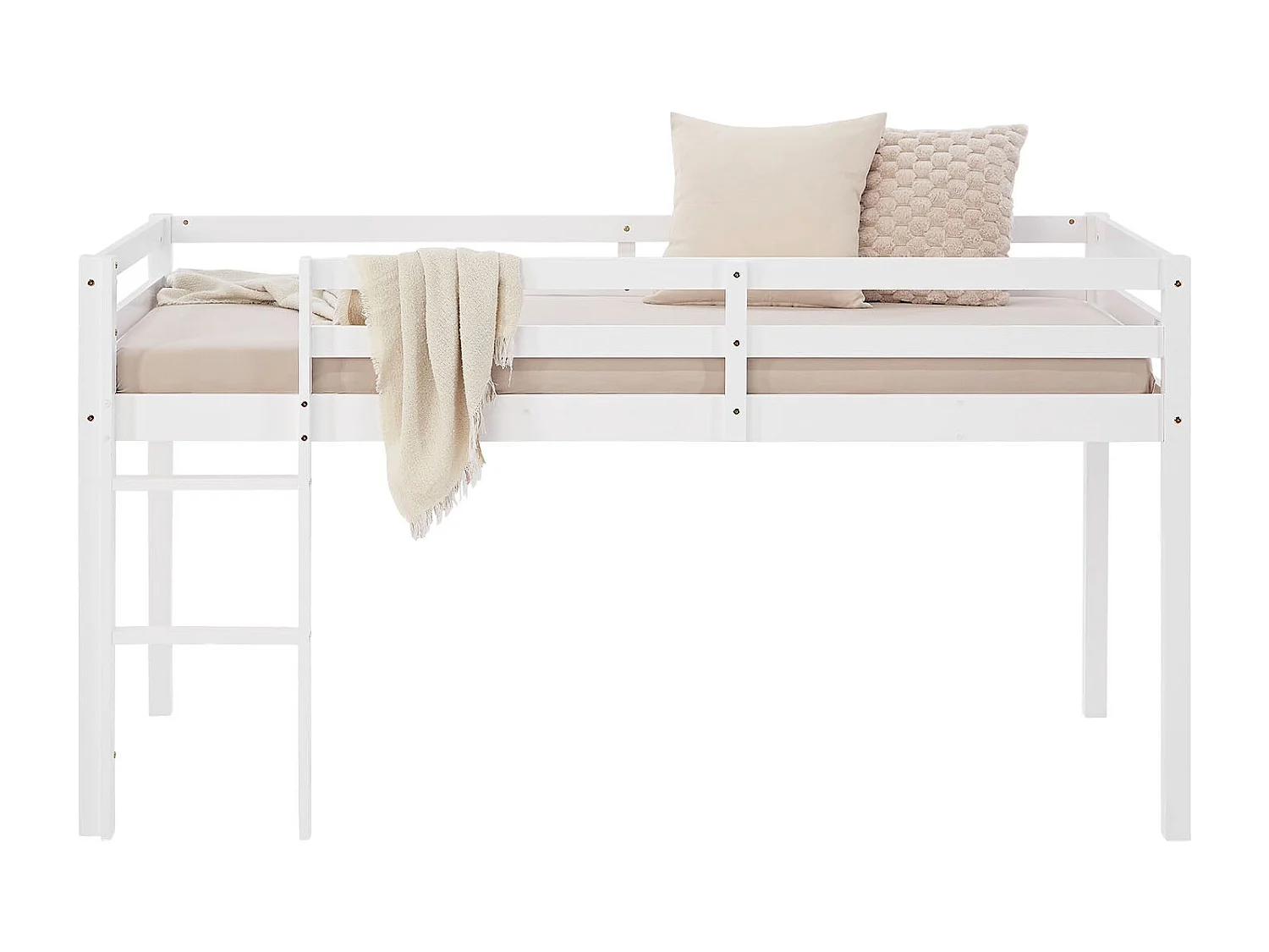 Cama alta 90x200 cm blanca