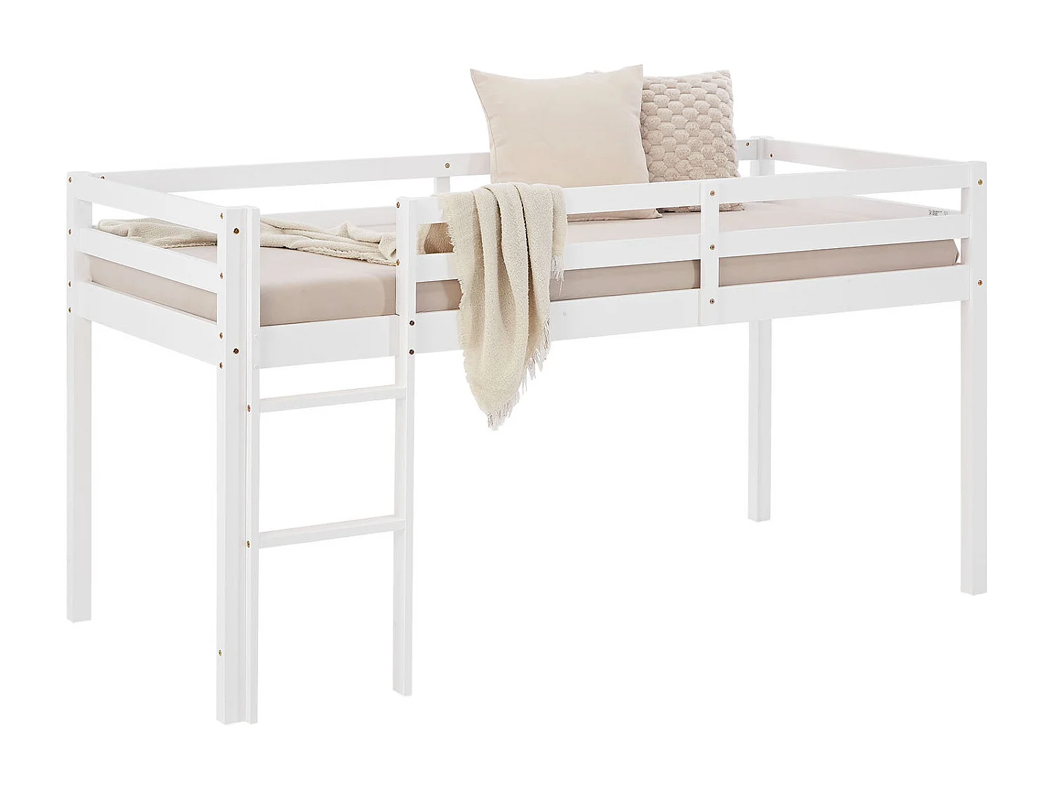 Cama alta 90x200 cm blanca