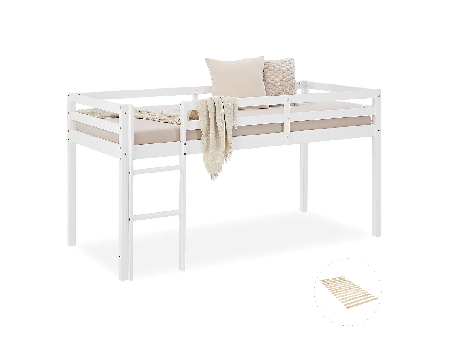 Cama alta 90x200 cm blanca