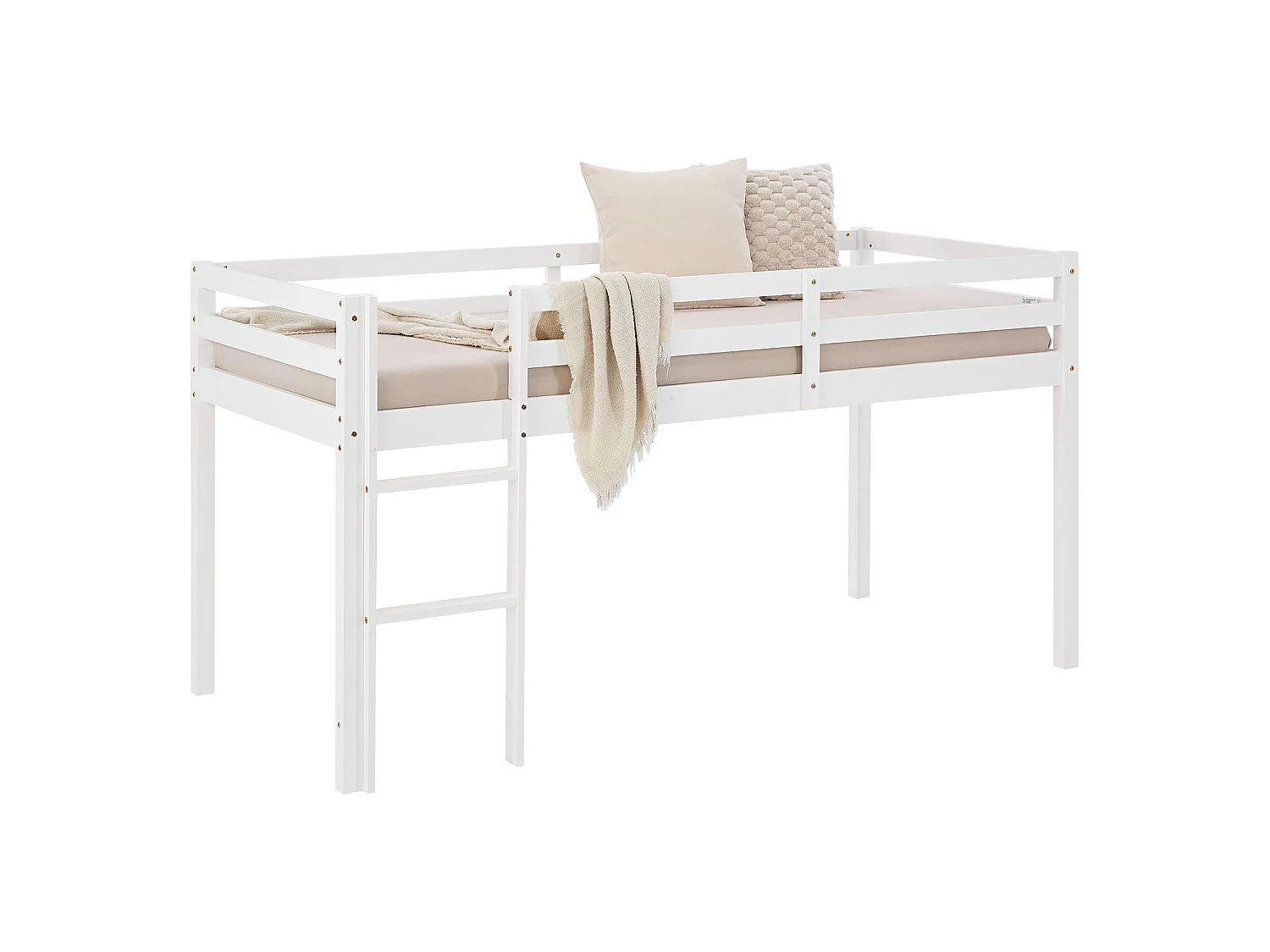 Cama alta 90x200 cm blanca