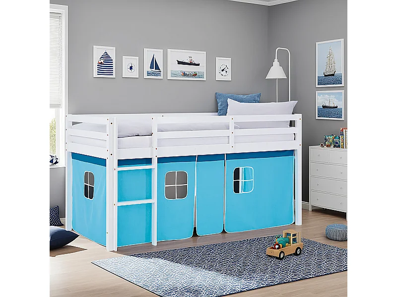Cama alta 90x200 cm Cabina azul