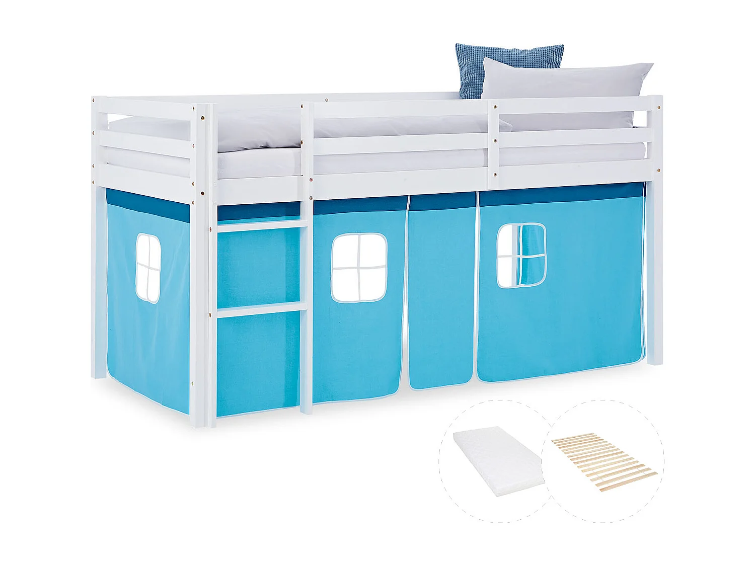 Hochbett 90x200 cm Blaue Kabine