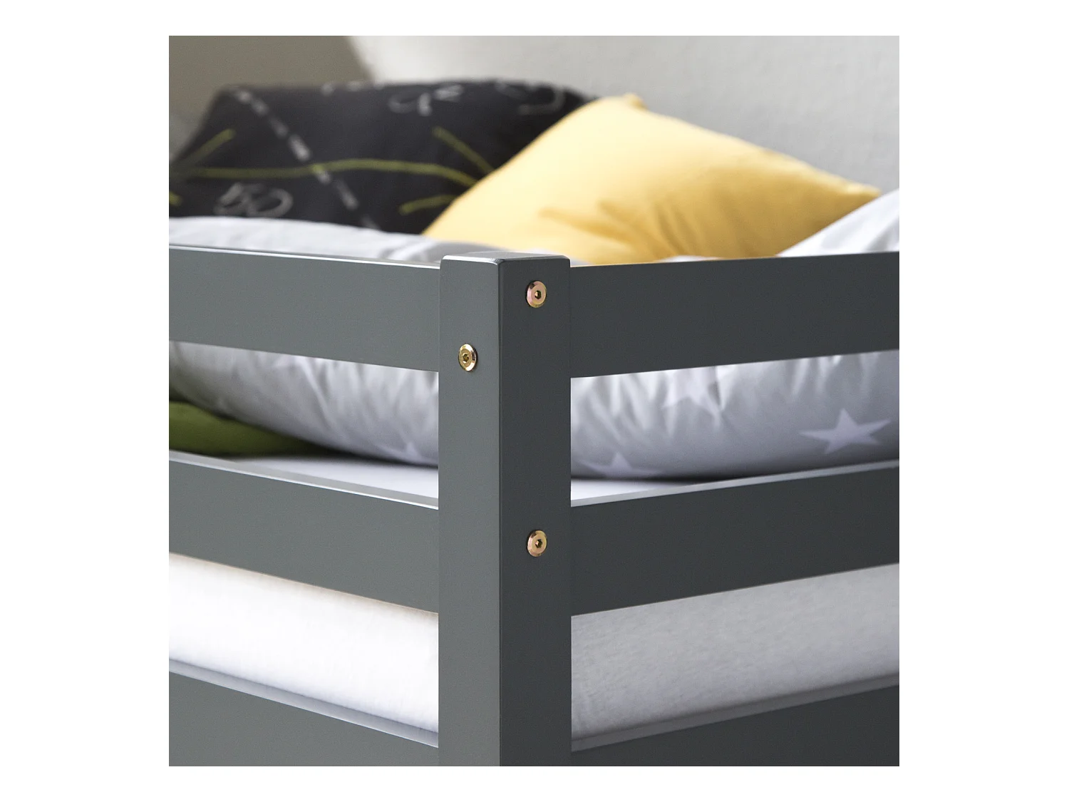 Hochbett 90x200 cm grau