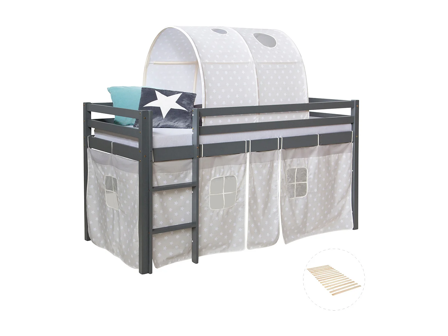 Cama alta 90x200 cm gris