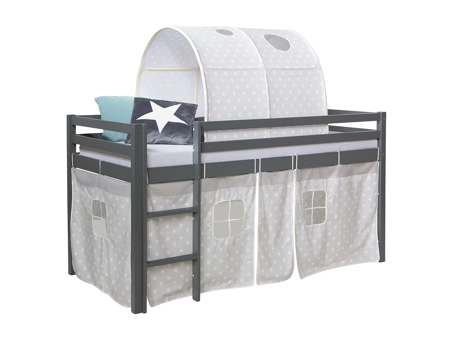 Cama alta 90x200 cm gris