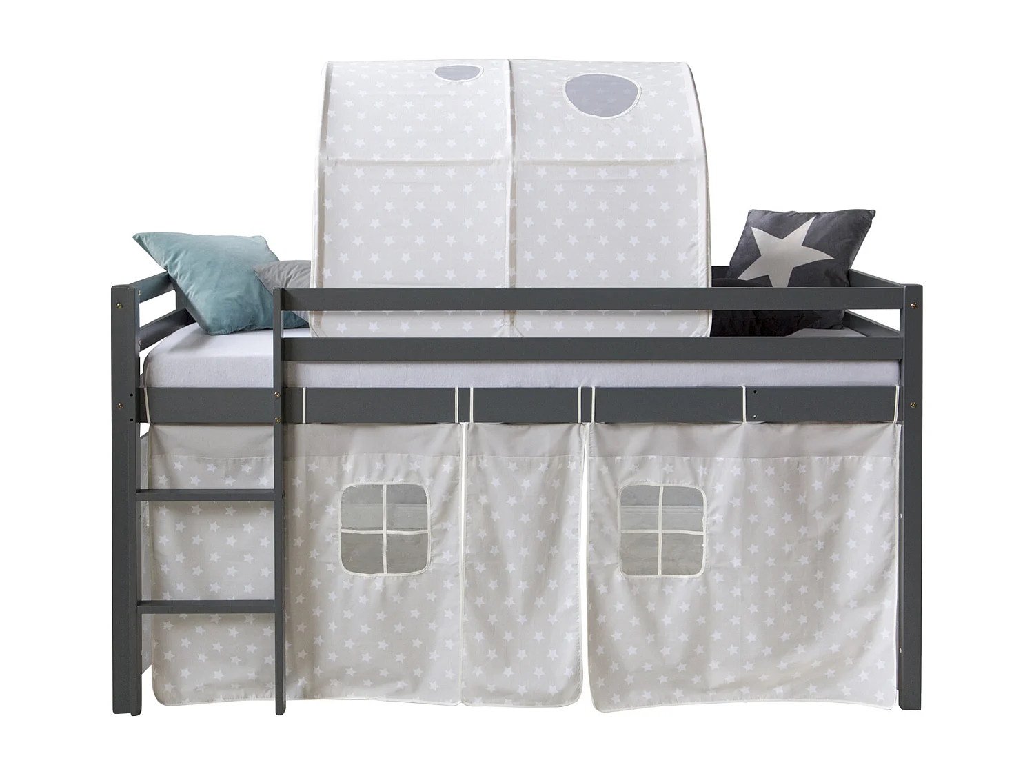 Cama alta 90x200 cm gris