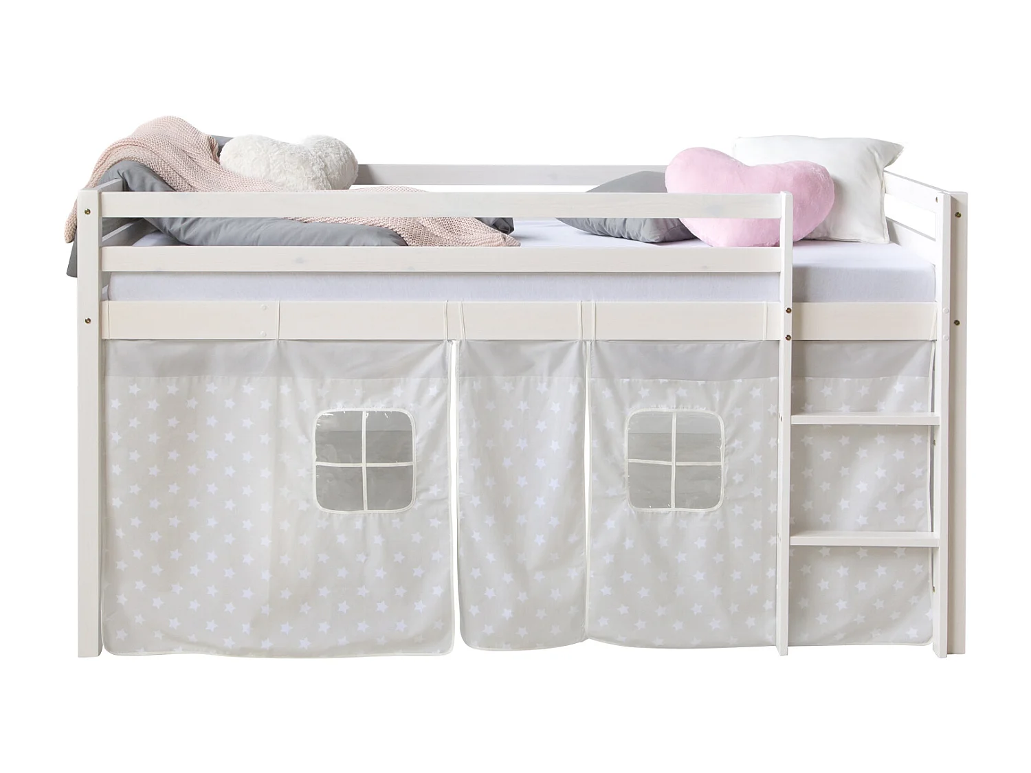 Cama infantil 90x200 cm estrellas blancas pino macizo