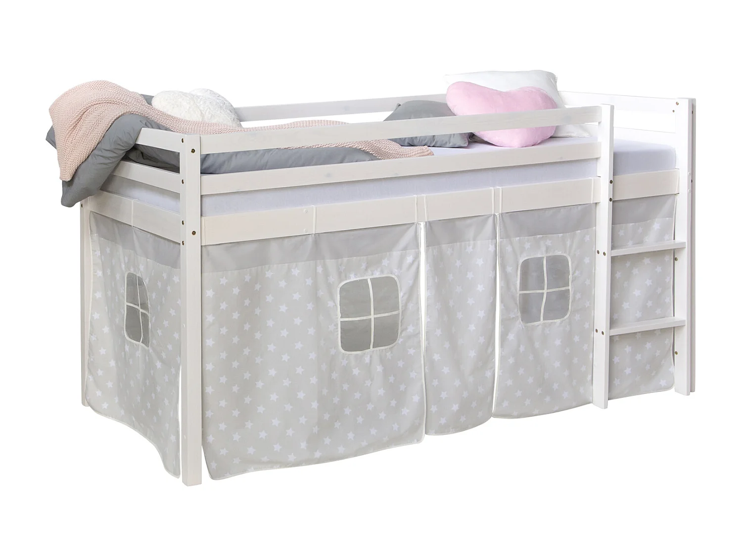 Cama infantil 90x200 cm estrellas blancas pino macizo