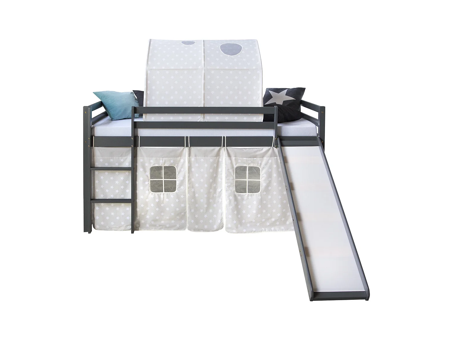 Hochbett 90x200 cm grau