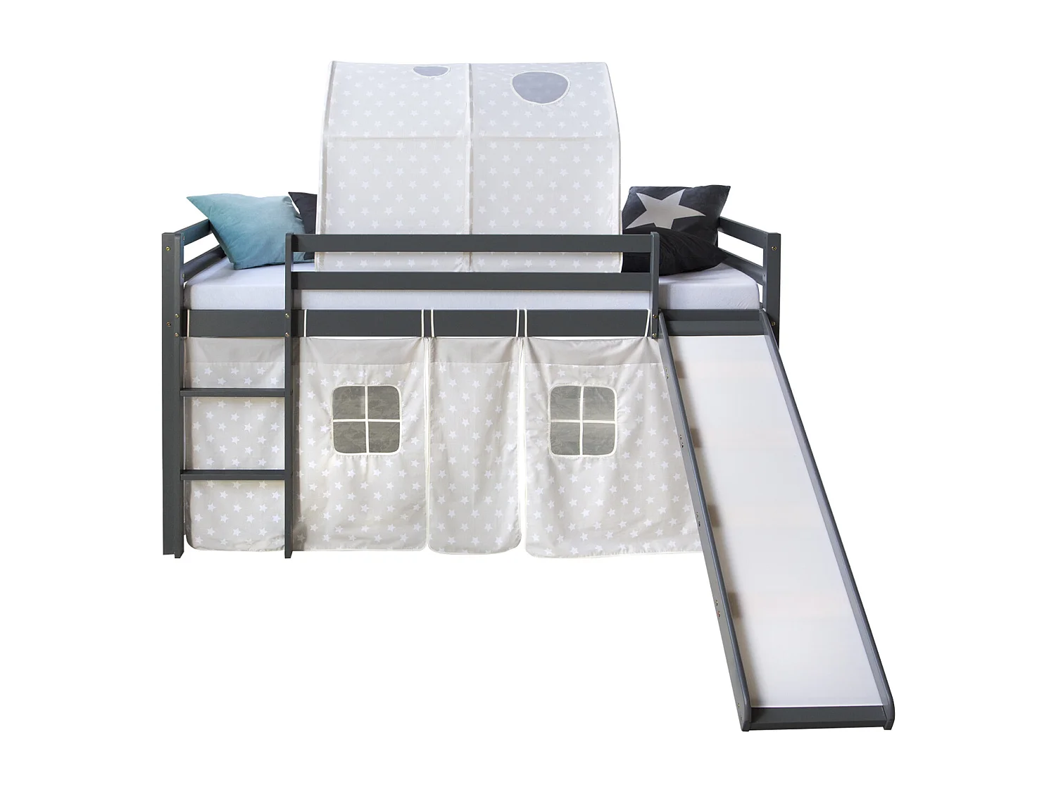 Lit mezzanine 90x200 cm gris