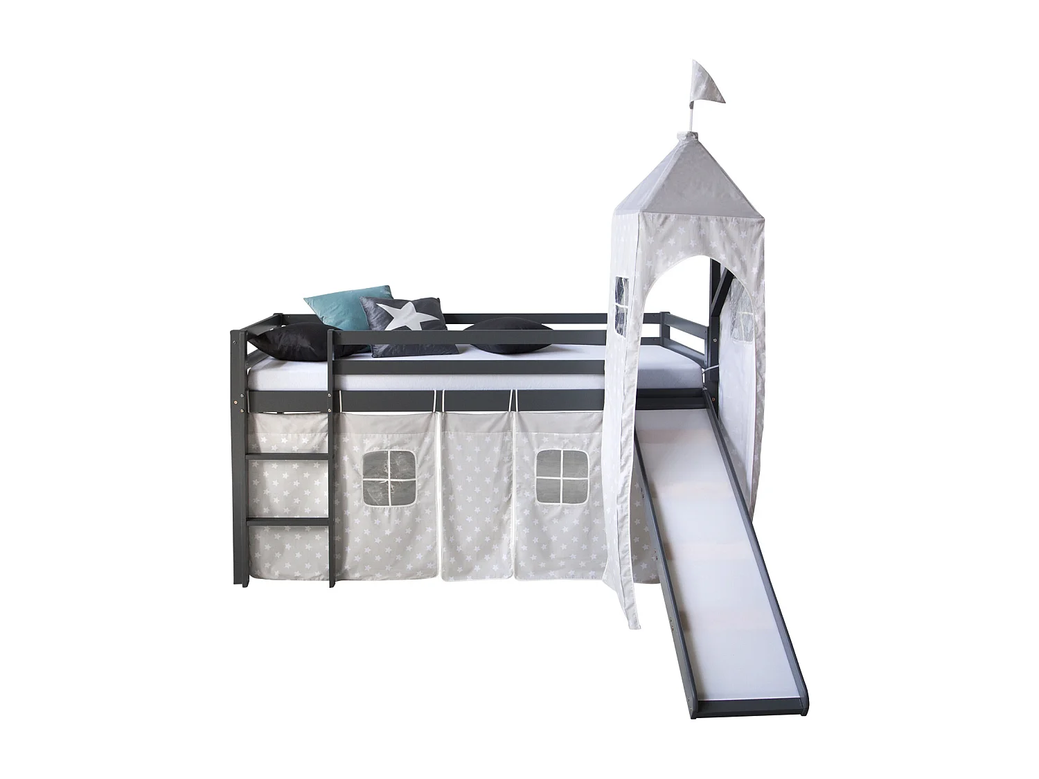 Lit mezzanine 207,5x228x219,5 cm gris Lattes Tour