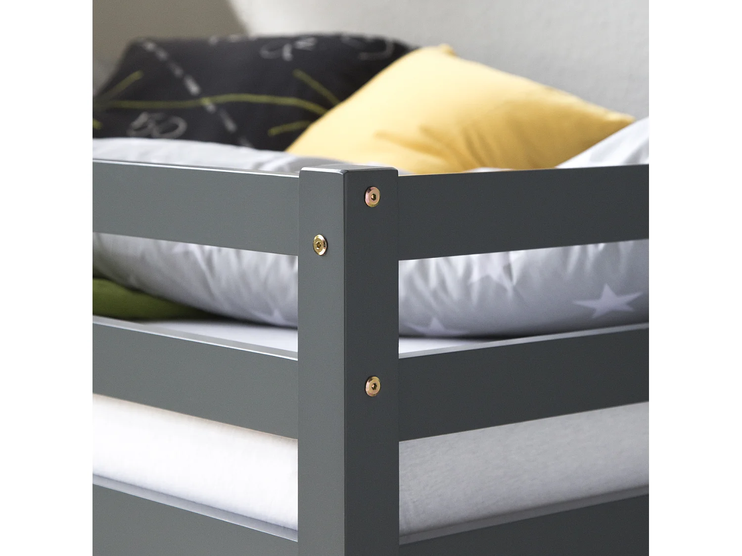 Lit mezzanine 207,5x228x219,5 cm gris Lattes Tour