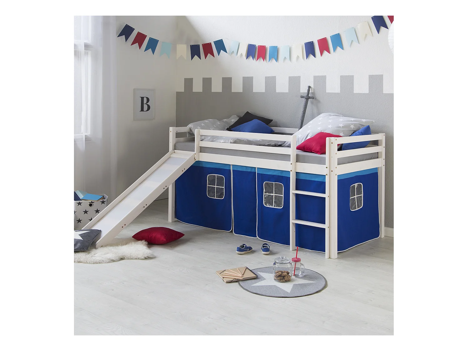 Hochbett 90x200 cm Blau