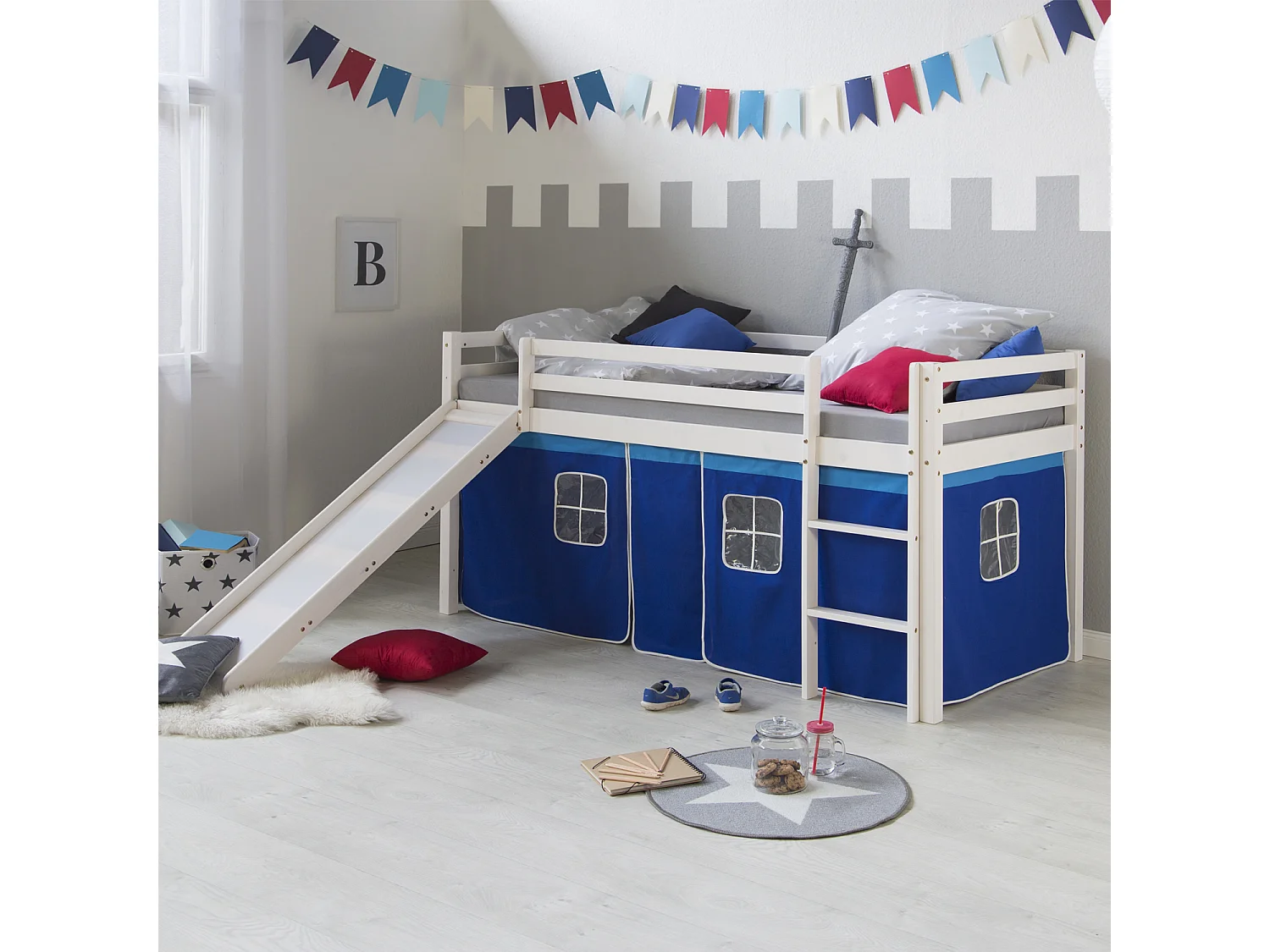 Hochbett 90x200 cm Blau