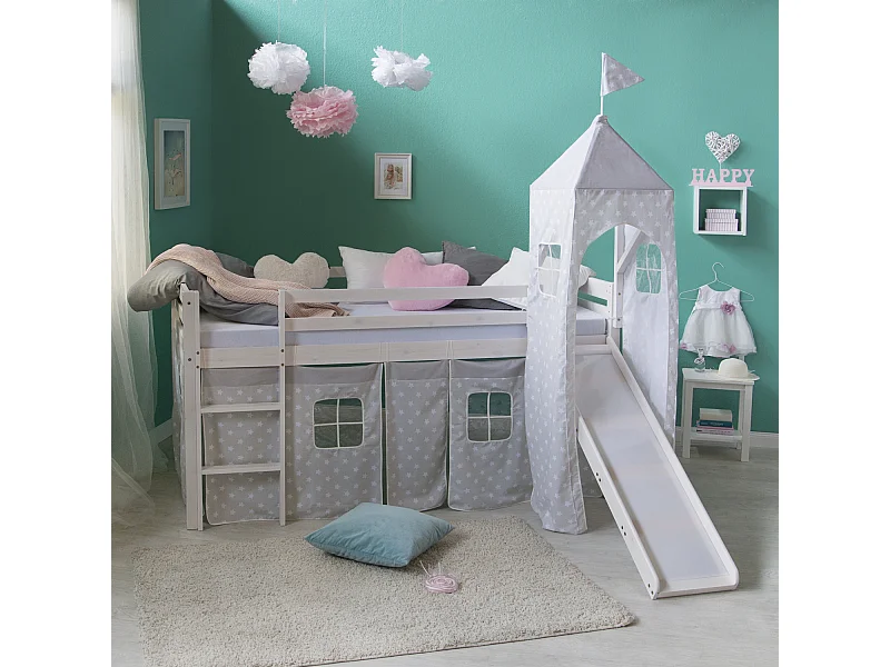 Cama infantil 90x200 cm estrellas blancas