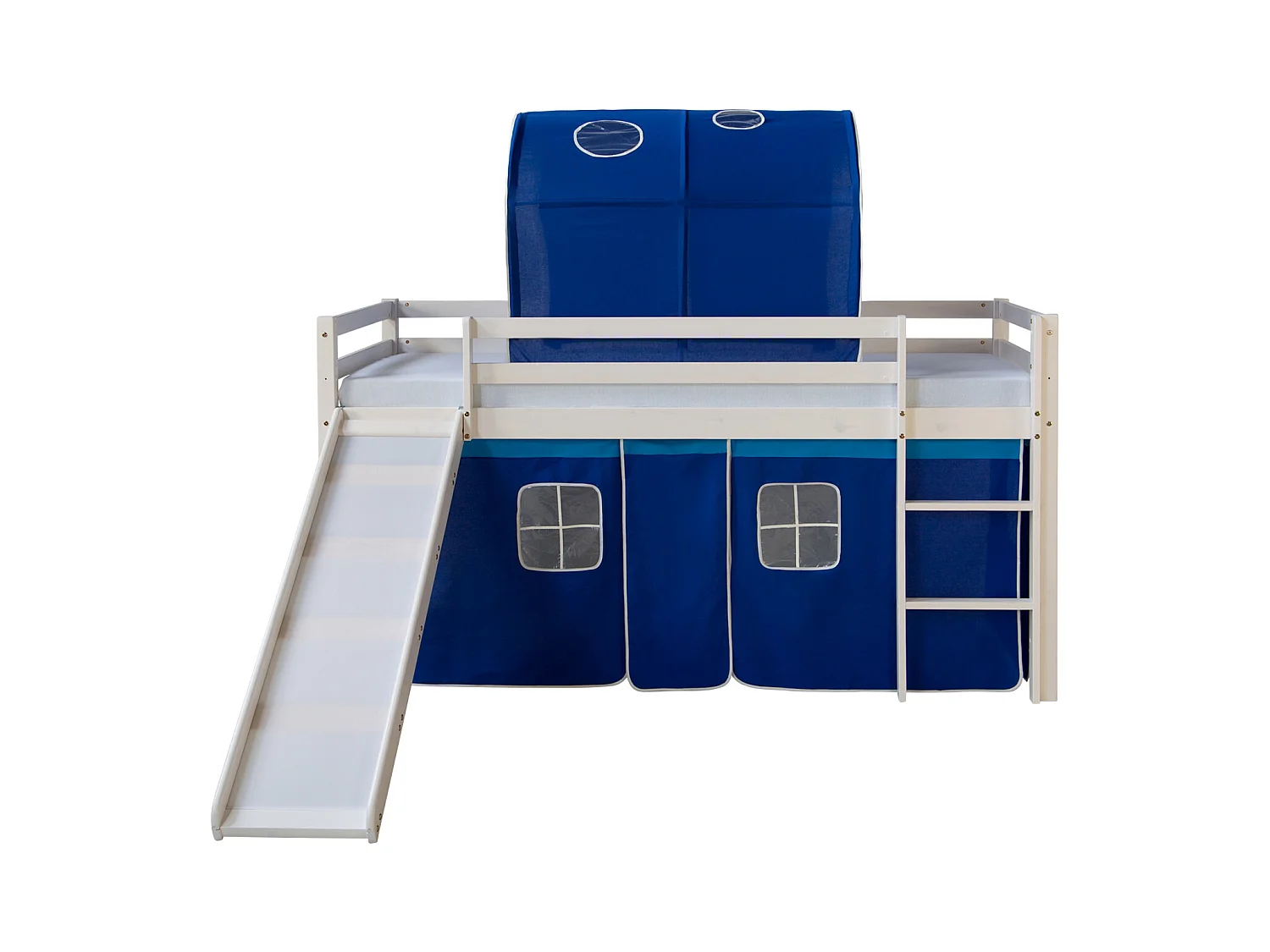 Lit mezzanine 207,5x110x219,5 cm blanc bleu Bois de pin massif