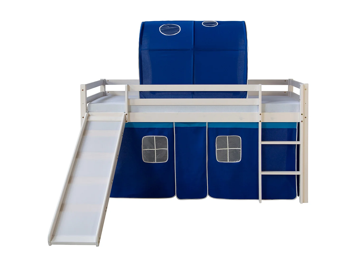 Lit mezzanine 207,5x110x219,5 cm blanc bleu Bois de pin massif