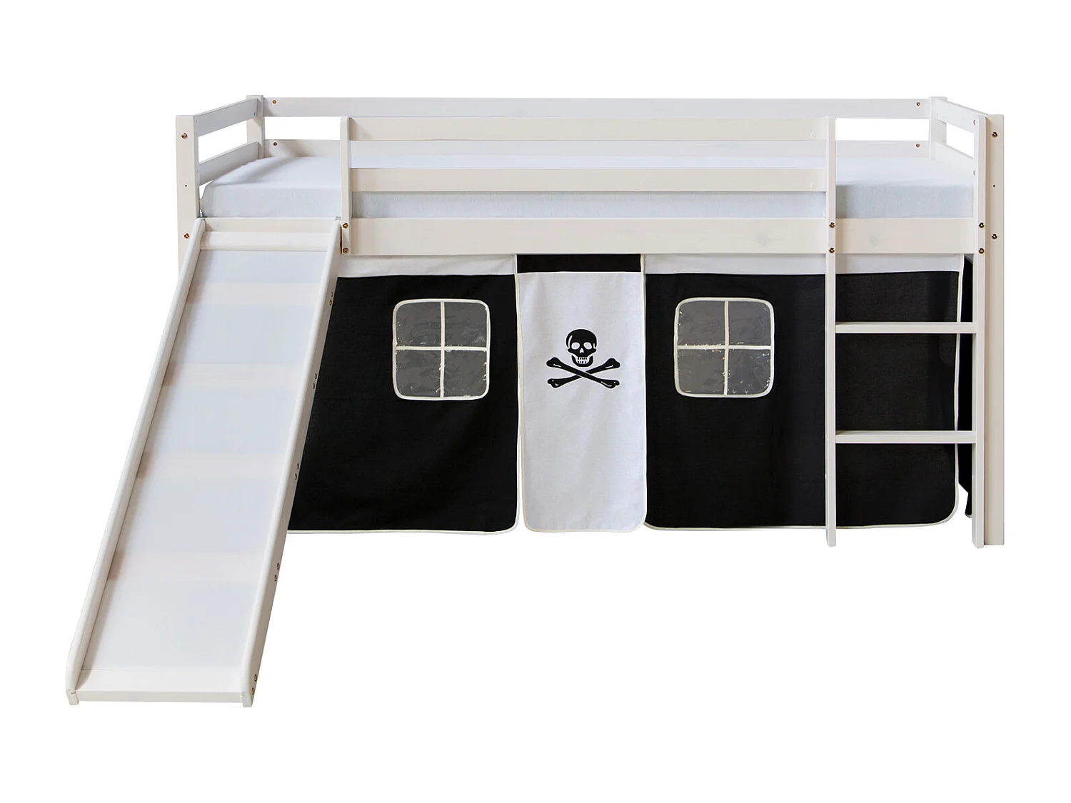 Hochbett 207,5x110x219,5 cm weiß schwarz Pirat