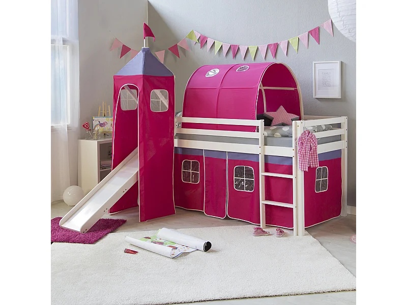 Hochbett 90x200 cm Rosa