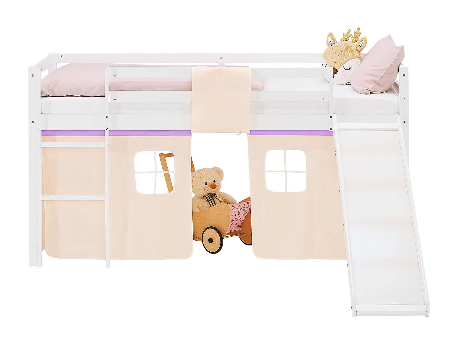 Hochbett für Kinder 90x200 cm Weiß