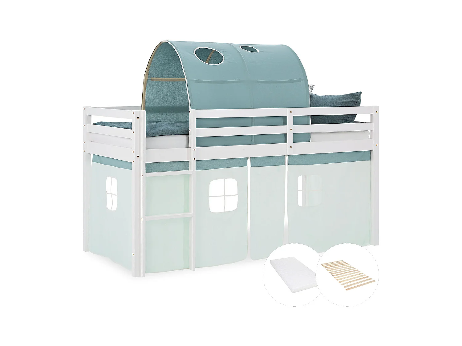 Hochbett 90x200 cm Grüne Kabine
