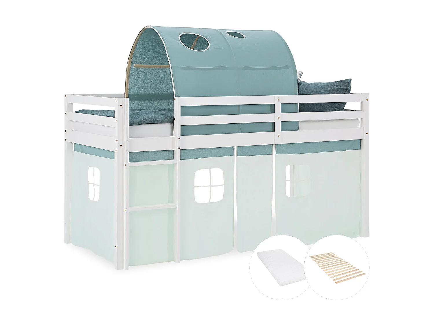 Hochbett 90x200 cm Grüne Kabine