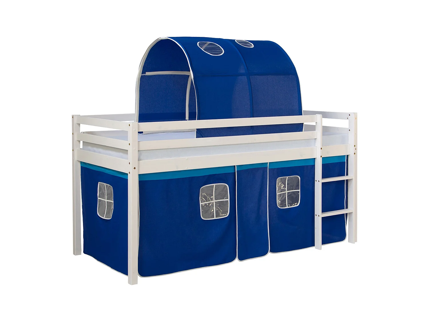 Hochbett 90x200 cm weiß blau