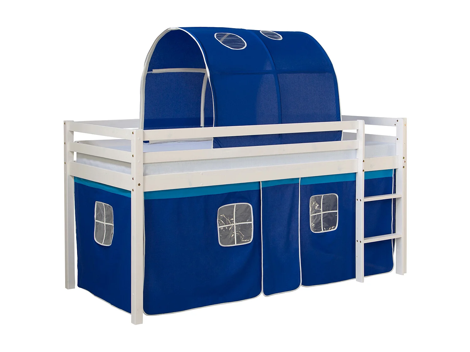 Hochbett 90x200 cm weiß blau