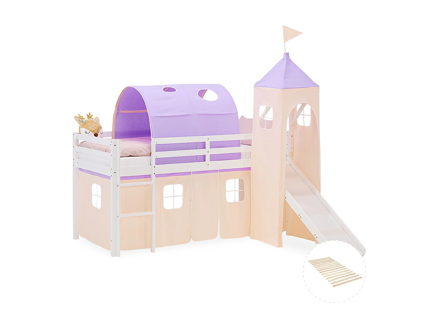 Hochbett für Kinder 90x200 cm Weiß