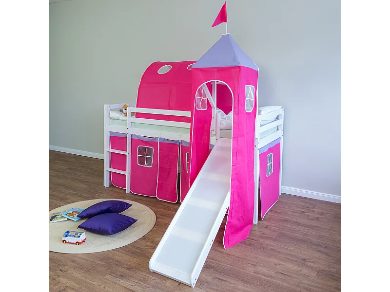 Hochbett 90x200 cm Pink