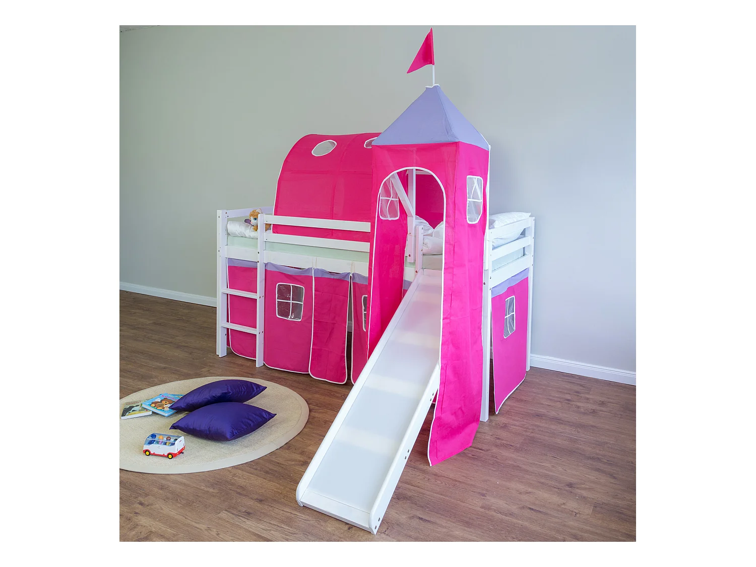 Hochbett 90x200 cm Pink