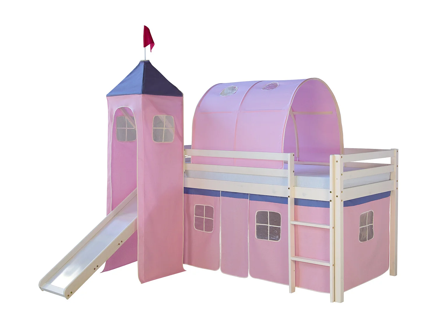 Hochbett 90x200 cm Rosa