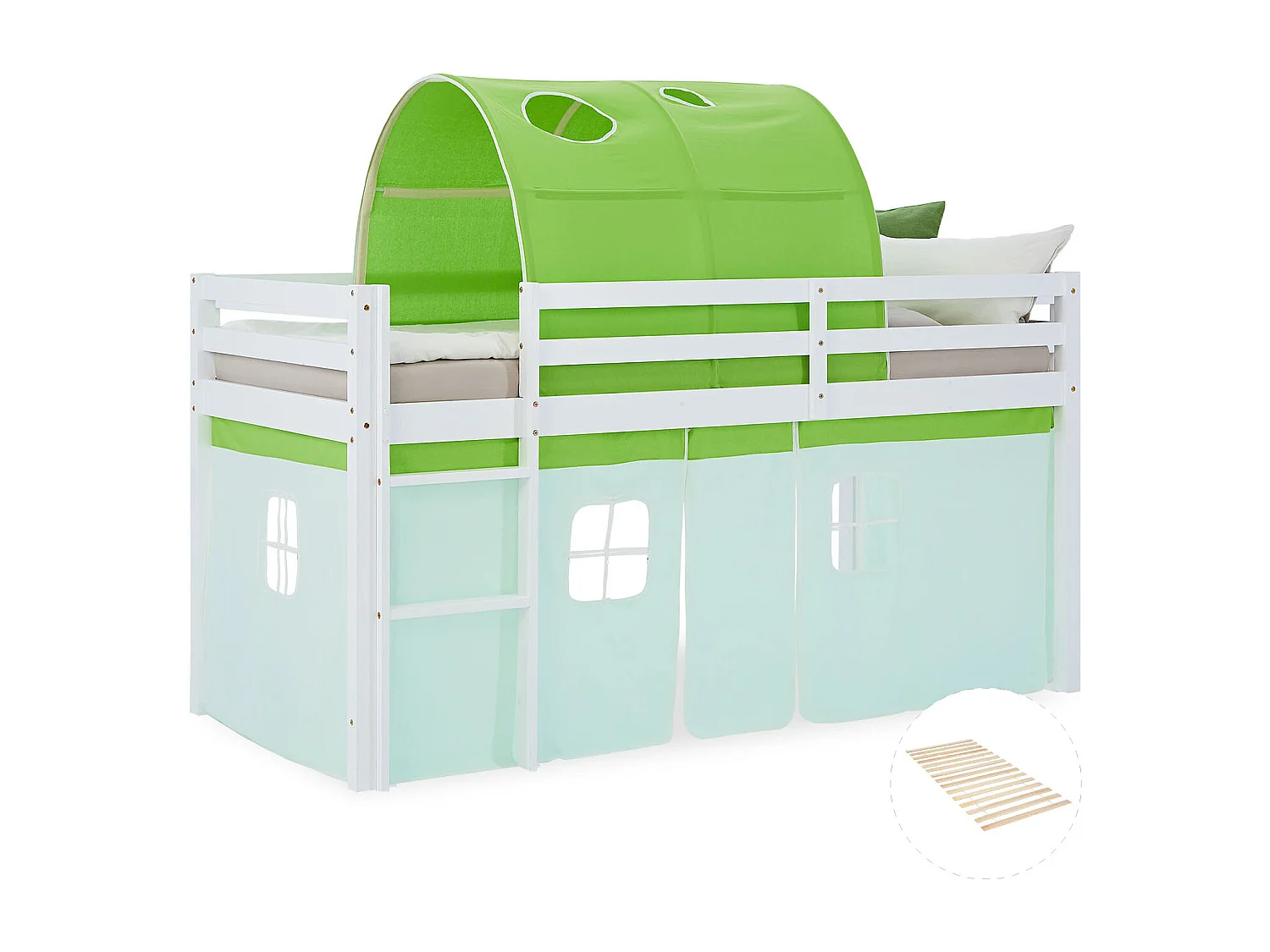 Hochbett 90x200 cm Grüne Kabine