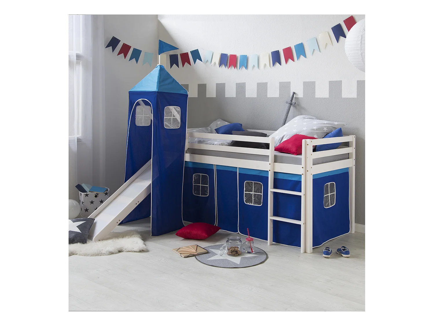 Hochbett 90x200 cm Blau