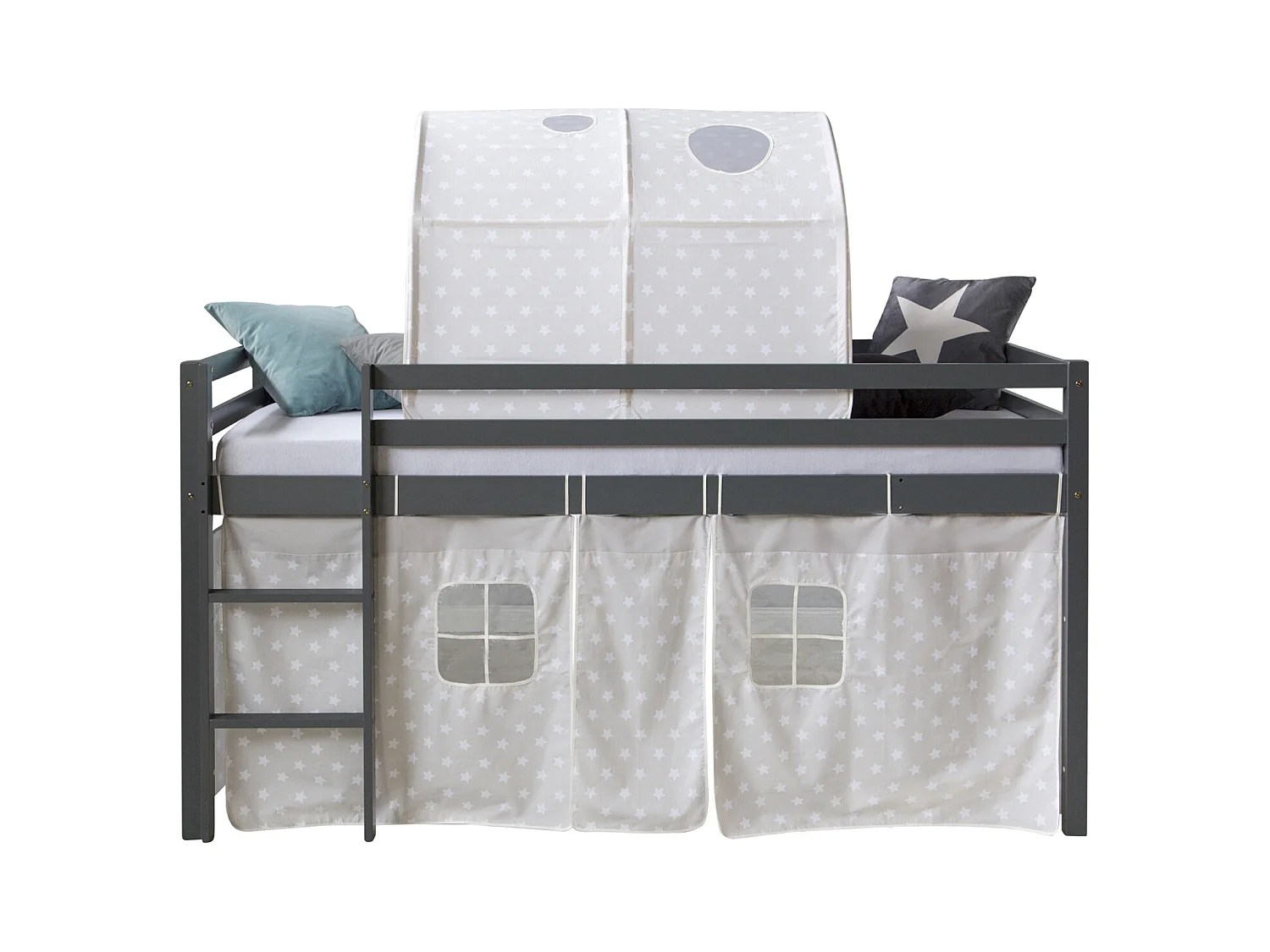 Hochbett 90x200 cm grau