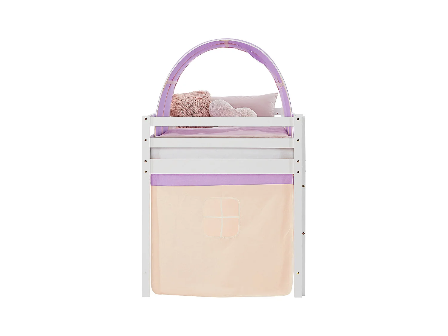 Hochbett 90x200 cm Lila Kinderbett mit Stauraum