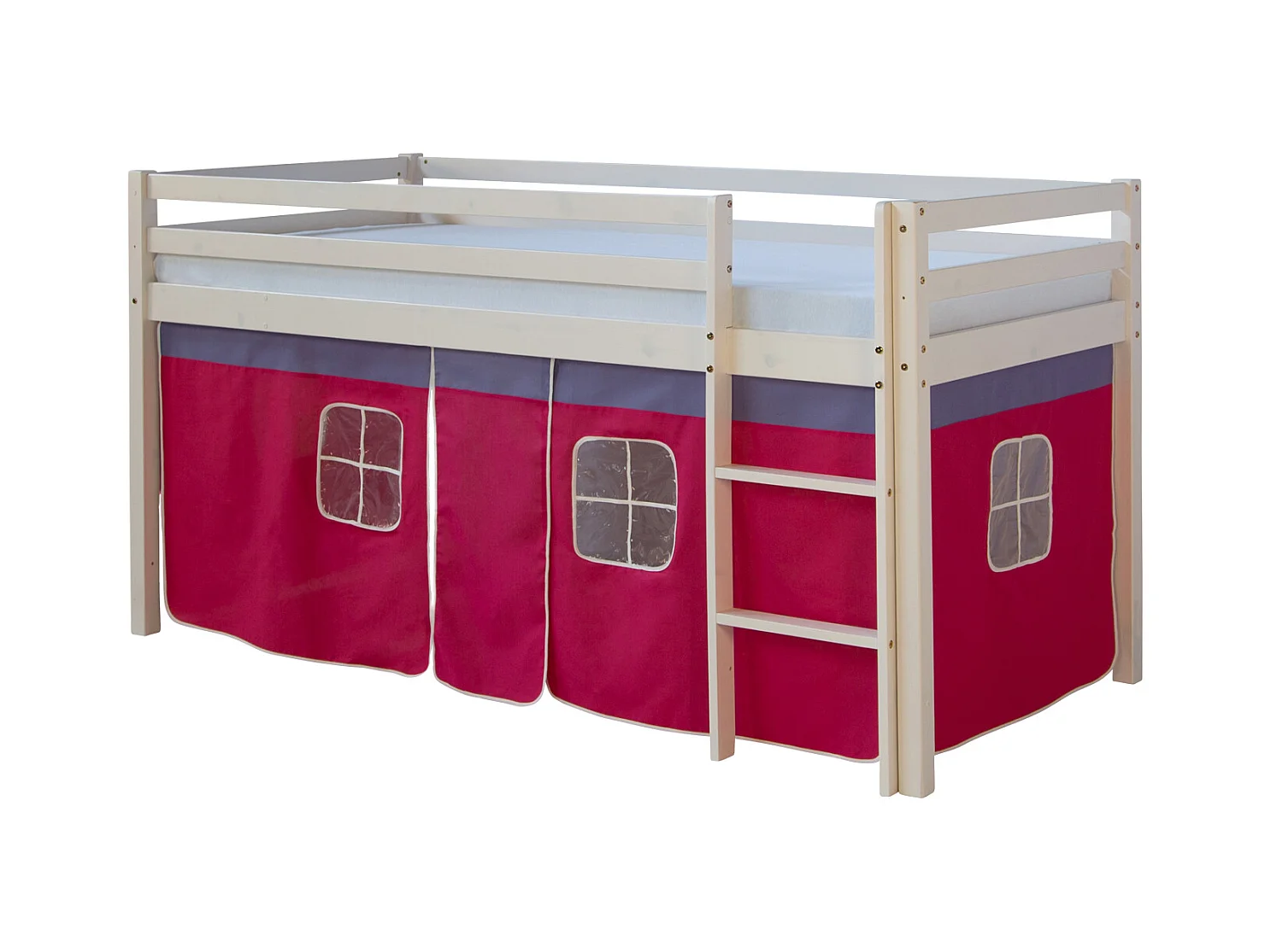 Hochbett 207,5x110x96,5 cm weiß rosa
