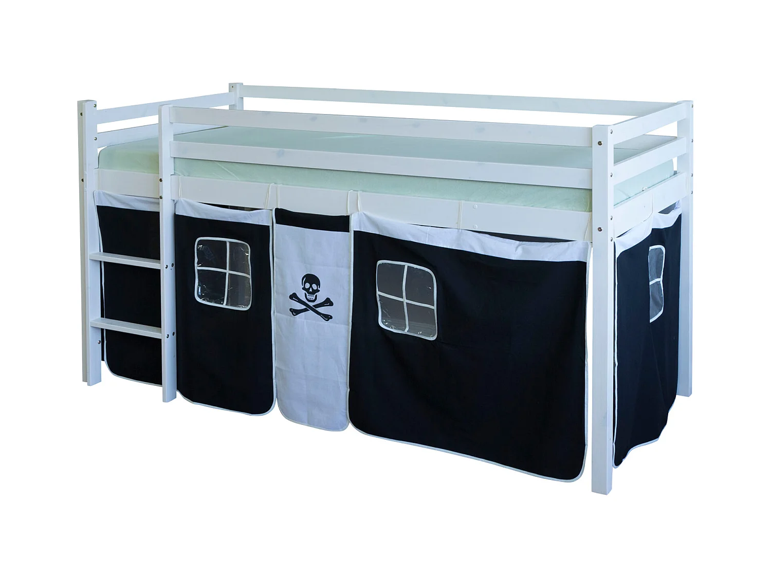 Hochbett 90x200 cm Schwarz Pirat