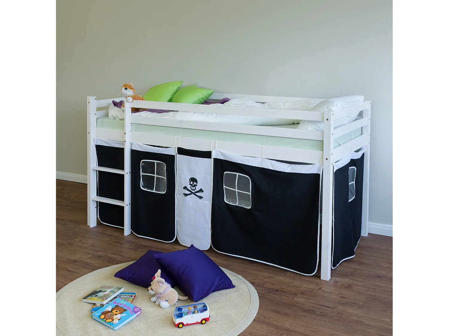 Lit mezzanine 90x200 cm Pirate Noir