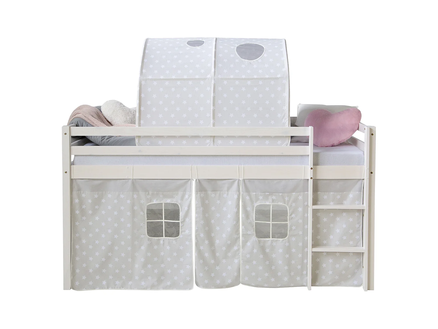 Hochbett 90x200 cm weiß grau