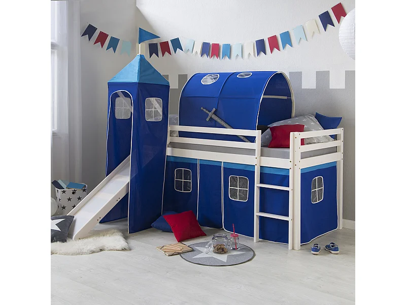 Letto a soppalco 207,5x228x219,5 cm Bianco blu